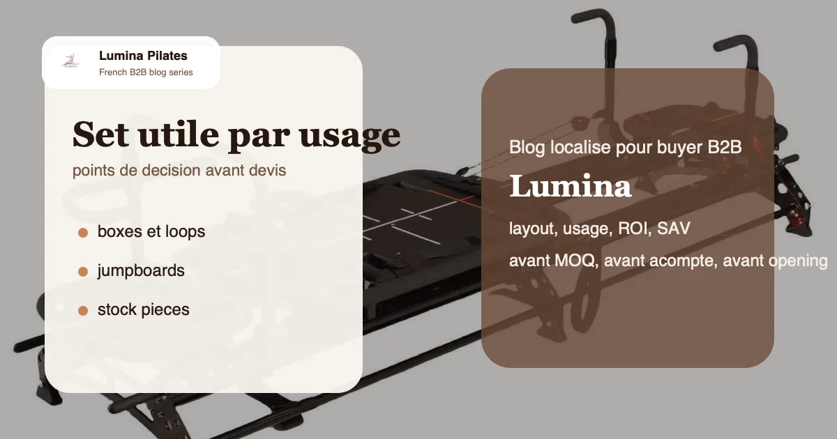Accessoires, jumpboards et spare kit: comment un studio francophone compose un lot utile des la premiere commande - plan de salle et package Lumina pour le marche francophone