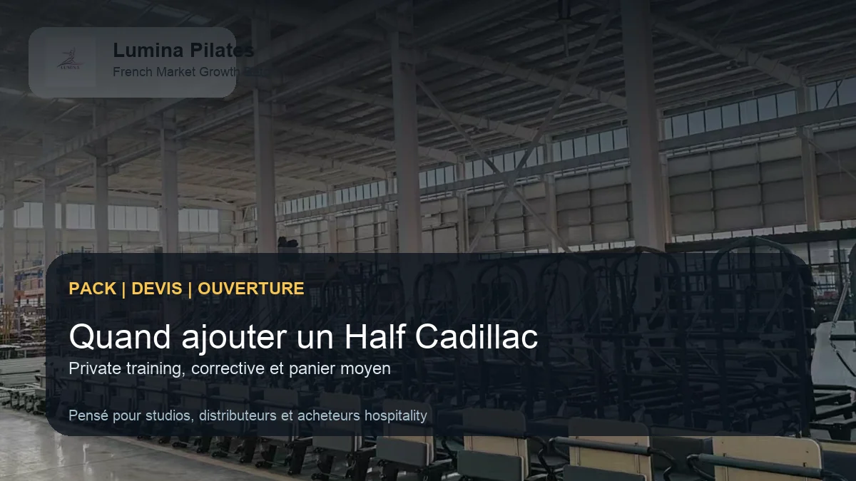 Quand ajouter un Half Cadillac dans un studio privé, un cabinet mouvement ou un espace bien-etre - planification d'espace et composition d'un pack Lumina pour acheteurs francophones