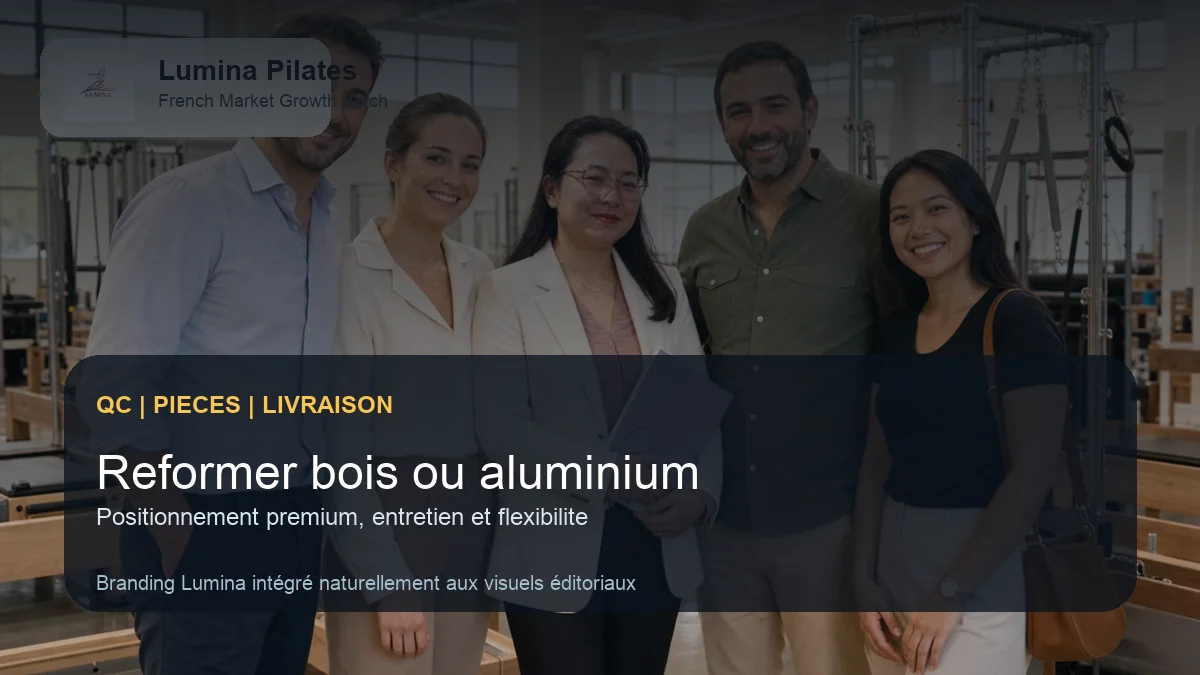 Reformer bois d'erable ou aluminium: quel choix pour un studio Pilates en France, Belgique ou Suisse romande - controle qualite et livraison Lumina pour le marche francophone