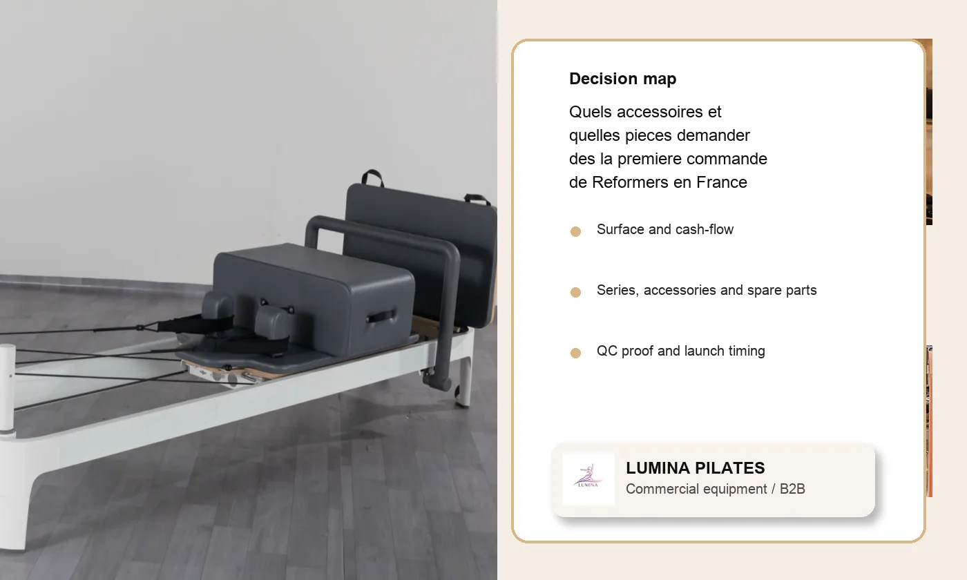Quels accessoires et quelles pieces demander des la premiere commande de Reformers en France - planification de projet Lumina pour acheteurs francophones