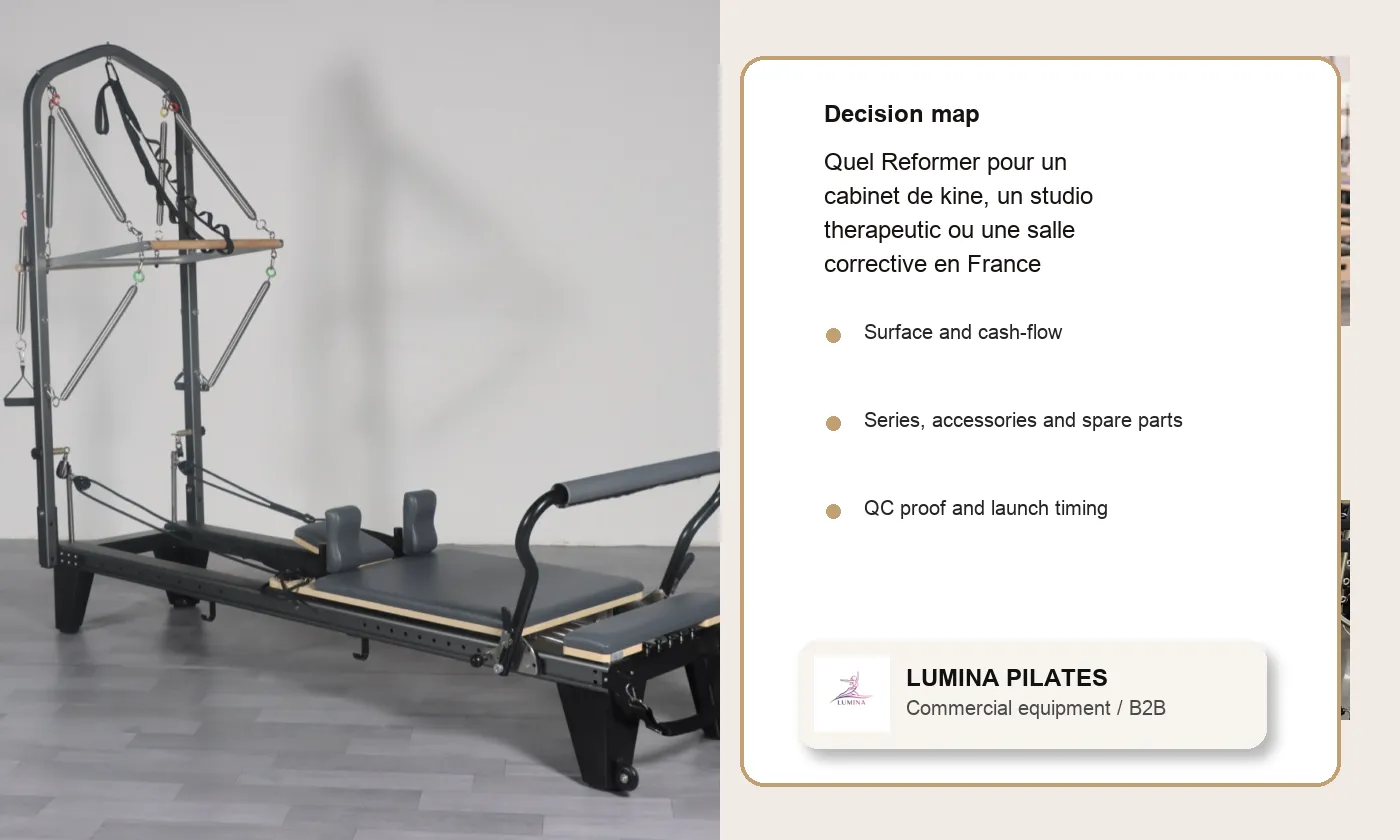 Quel Reformer pour un cabinet de kine, un studio therapeutic ou une salle corrective en France - planification de projet Lumina pour acheteurs francophones