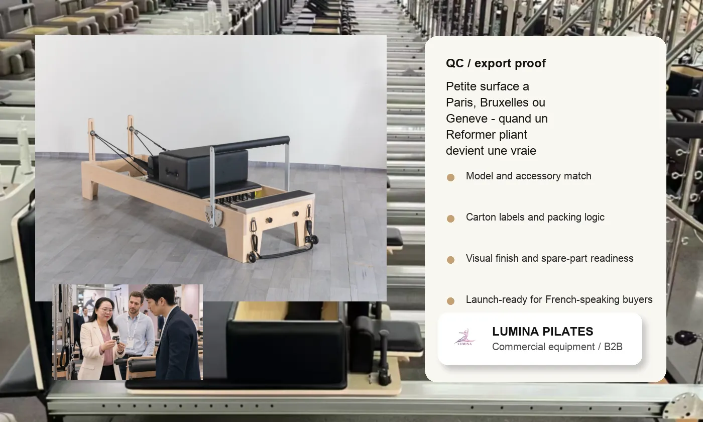 Petite surface a Paris, Bruxelles ou Geneve: quand un Reformer pliant devient une vraie decision business - verification qualite et logistique Lumina pour le marche francophone