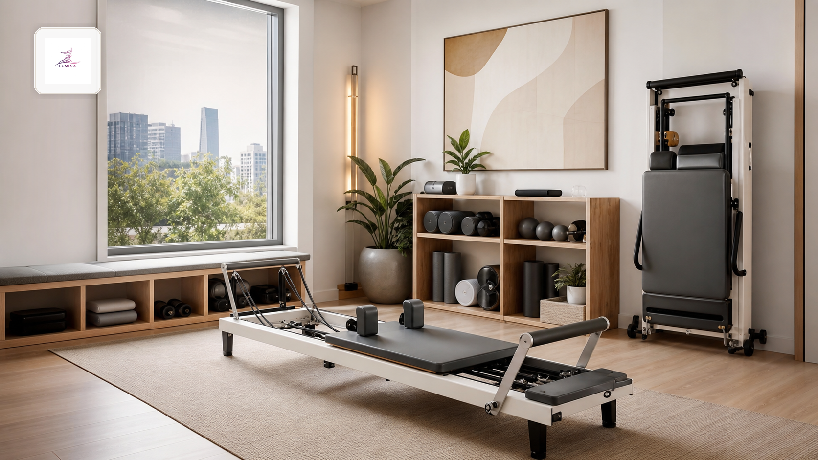 Folding Pilates Reformer für kompakte Studios Lumina
