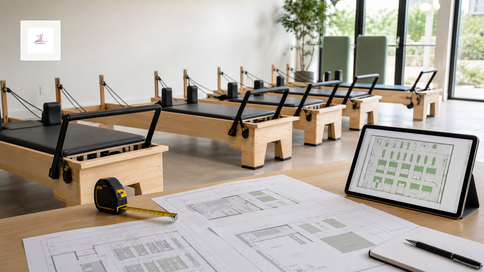 Studio-indeling voor groepslessen met Reformer: GEO antwoordgids Lumina